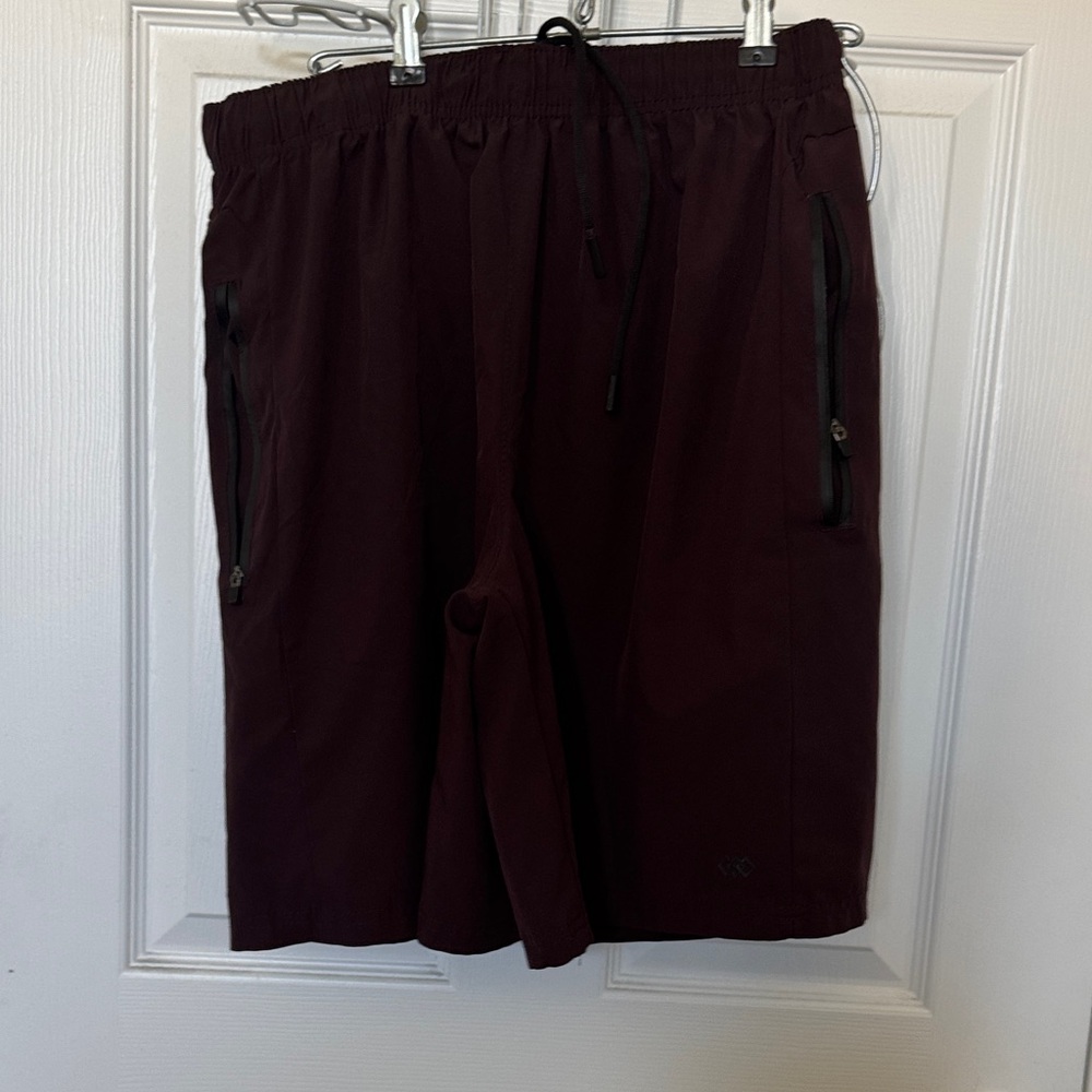 Men's Athletic Maroon Shorts with Zipper Pockets